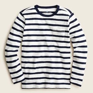 J crew boys long sleeve tee shirt navy stripe ivory ultramarine